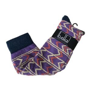 Bella Knee High Socks Wool Cashmere Angora NEW Purple Yellow Orange Geometric